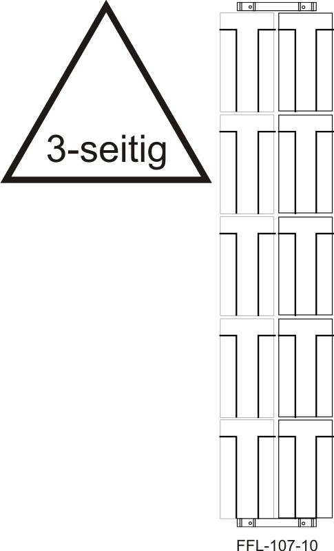 Flyer-Bodenständer 30 Fächer, 107 mm, 2-reihig, 3-seitig, silber